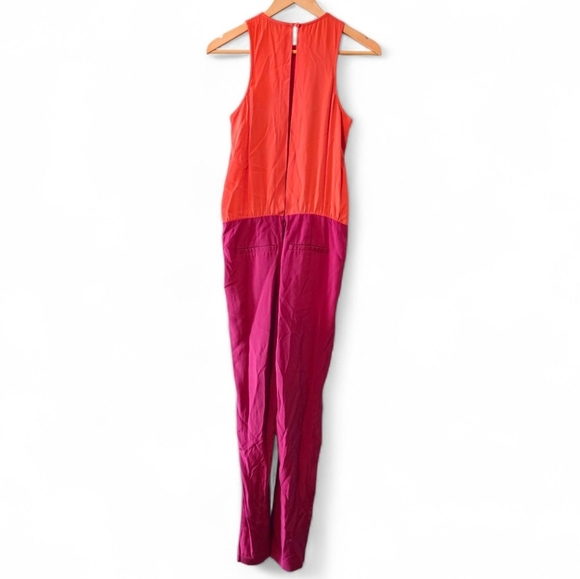 Tibi Silk Crew Neck Colorblock Two Tones Feminine Women's Jumpsuit Size 2 - Picture 7 of 16